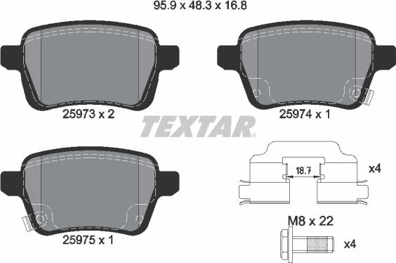 Textar 2597301 - Гальмівні колодки, дискові гальма avtolavka.club