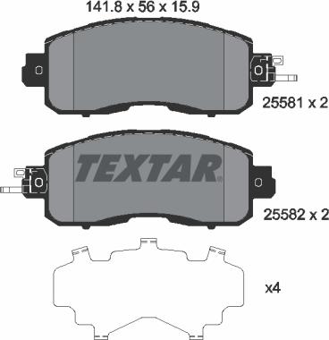 Textar 2558101 - Гальмівні колодки, дискові гальма avtolavka.club