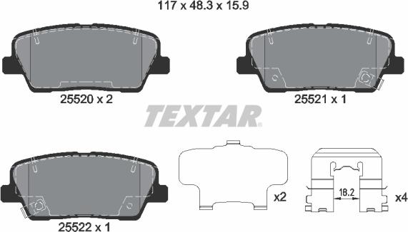 Textar 2552001 - Гальмівні колодки, дискові гальма avtolavka.club