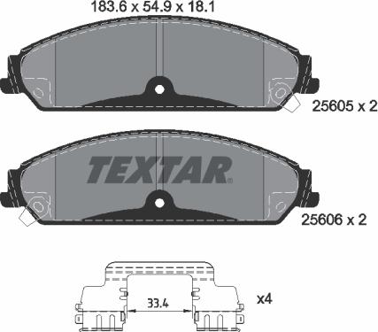 Textar 2560501 - Гальмівні колодки, дискові гальма avtolavka.club