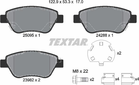 Textar 2509501 - Гальмівні колодки, дискові гальма avtolavka.club