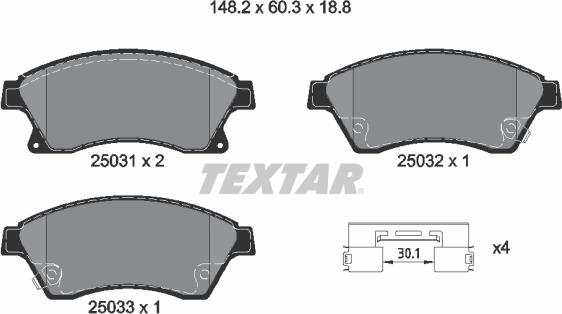 Textar 2503181 - Гальмівні колодки, дискові гальма avtolavka.club