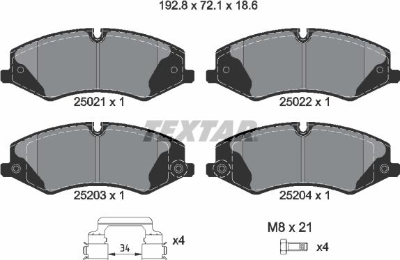 Textar 2502201 - Гальмівні колодки, дискові гальма avtolavka.club