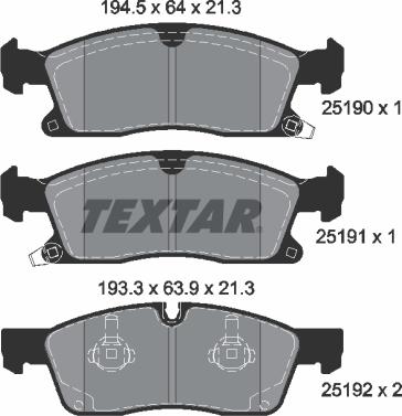 Textar 2519001 - Гальмівні колодки, дискові гальма avtolavka.club