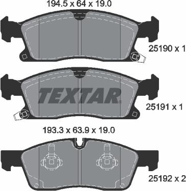 Textar 2519002 - Гальмівні колодки, дискові гальма avtolavka.club