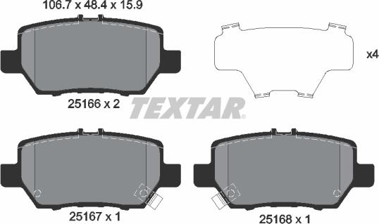 Textar 2516601 - Гальмівні колодки, дискові гальма avtolavka.club