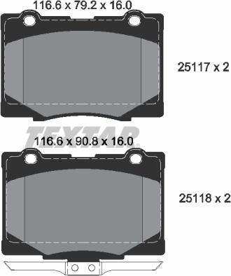 Textar 2511701 - Гальмівні колодки, дискові гальма avtolavka.club