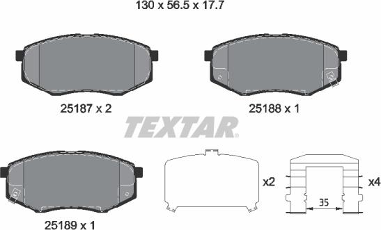 Textar 2518704 - Гальмівні колодки, дискові гальма avtolavka.club