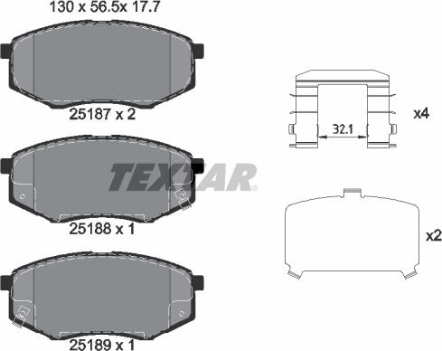 Textar 2518701 - Гальмівні колодки, дискові гальма avtolavka.club