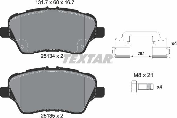 Textar 2513402 - Гальмівні колодки, дискові гальма avtolavka.club