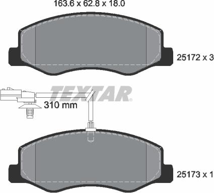 Textar 2517201 - Гальмівні колодки, дискові гальма avtolavka.club