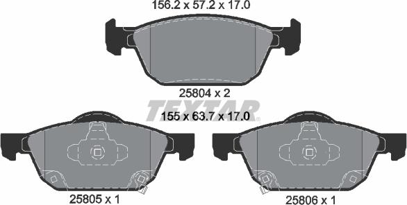 Textar 2580401 - Гальмівні колодки, дискові гальма avtolavka.club