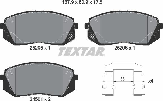 Textar 2520501 - Гальмівні колодки, дискові гальма avtolavka.club