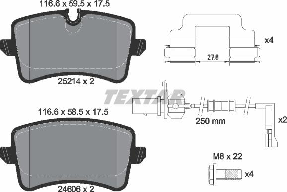 Textar 2521404 - Гальмівні колодки, дискові гальма avtolavka.club