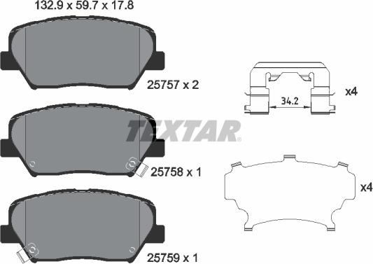 Textar 2575701 - Гальмівні колодки, дискові гальма avtolavka.club