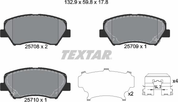 Textar 2570801 - Гальмівні колодки, дискові гальма avtolavka.club