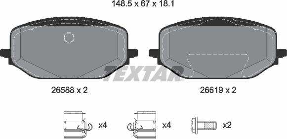 Textar 2658801 - Гальмівні колодки, дискові гальма avtolavka.club