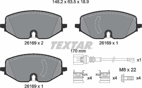 Textar 2616901 - Гальмівні колодки, дискові гальма avtolavka.club