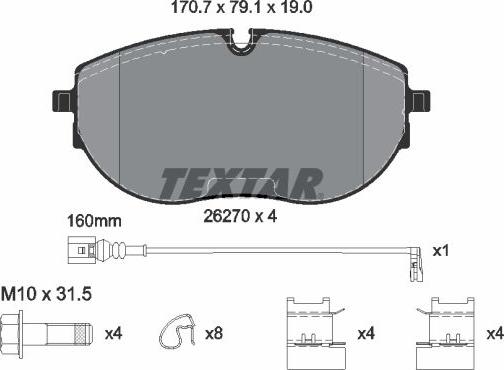 Textar 2627001 - Гальмівні колодки, дискові гальма avtolavka.club