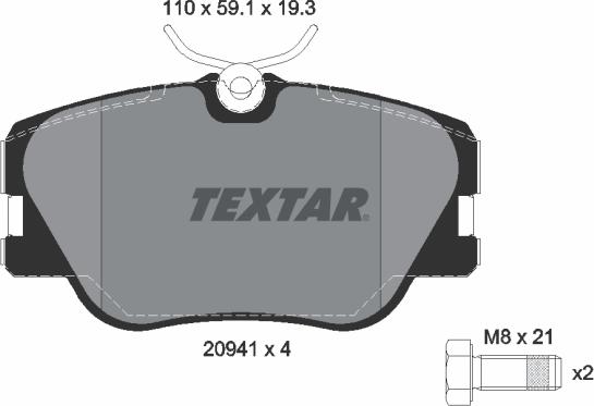 Textar 2094102 - Гальмівні колодки, дискові гальма avtolavka.club