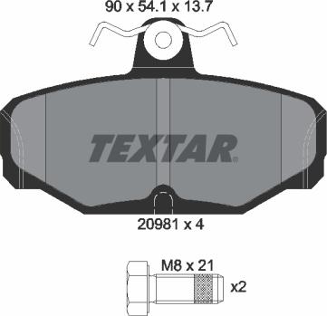 Textar 2098101 - Гальмівні колодки, дискові гальма avtolavka.club