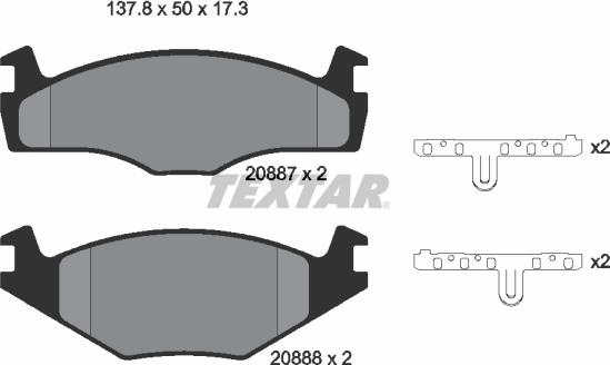 Textar 2088708 - Гальмівні колодки, дискові гальма avtolavka.club