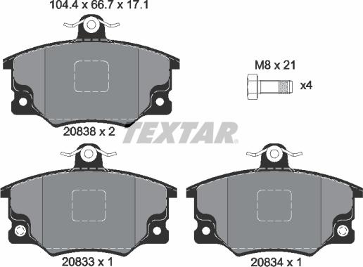 Textar 2083302 - Гальмівні колодки, дискові гальма avtolavka.club