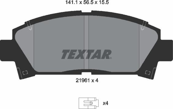 Textar 2196102 - Гальмівні колодки, дискові гальма avtolavka.club