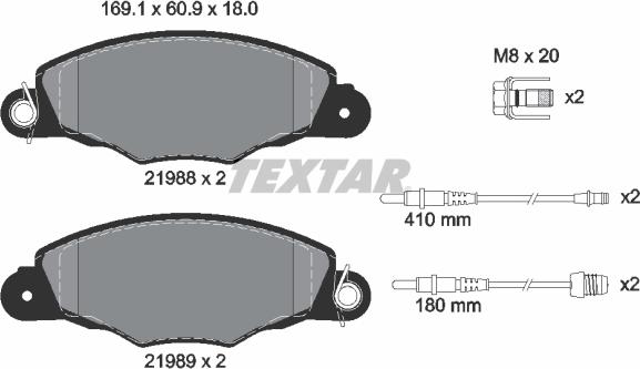 Textar 2198804 - Гальмівні колодки, дискові гальма avtolavka.club