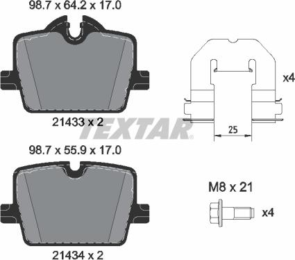 Textar 2143301 - Гальмівні колодки, дискові гальма avtolavka.club