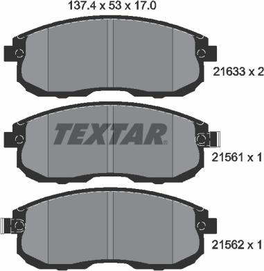 Textar 2156101 - Гальмівні колодки, дискові гальма avtolavka.club