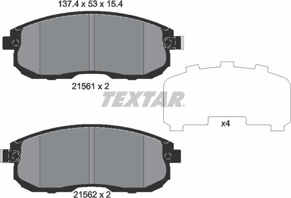 Textar 2156203 - Гальмівні колодки, дискові гальма avtolavka.club