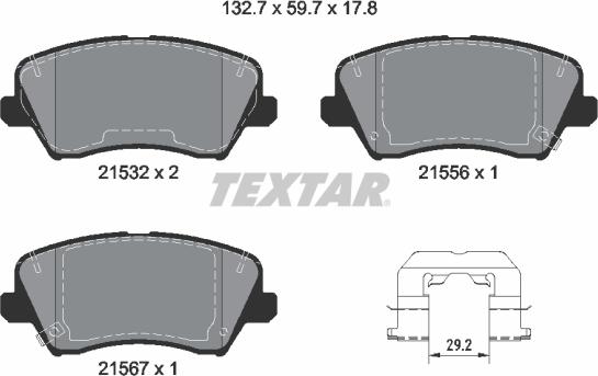 Textar 2153201 - Гальмівні колодки, дискові гальма avtolavka.club