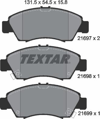 Textar 2169701 - Гальмівні колодки, дискові гальма avtolavka.club