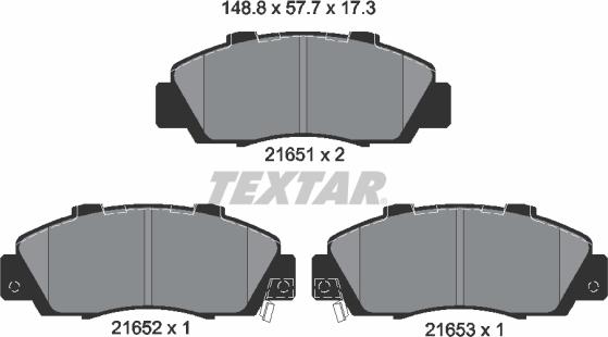 Textar 2165101 - Гальмівні колодки, дискові гальма avtolavka.club