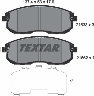 Textar 2163301 - Гальмівні колодки, дискові гальма avtolavka.club