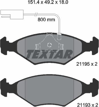 Textar 2119501 - Гальмівні колодки, дискові гальма avtolavka.club