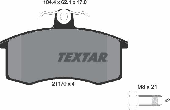 Textar 2117002 - Гальмівні колодки, дискові гальма avtolavka.club