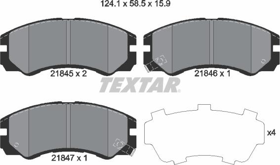 Textar 2184501 - Гальмівні колодки, дискові гальма avtolavka.club