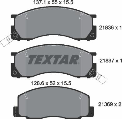 Textar 2183601 - Гальмівні колодки, дискові гальма avtolavka.club