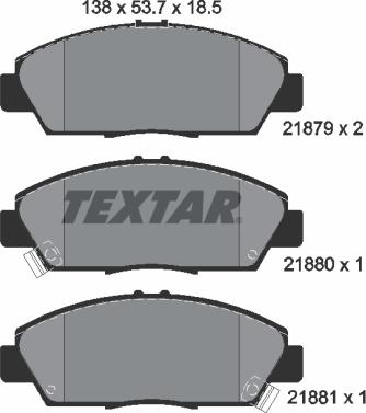 Textar 2187901 - Гальмівні колодки, дискові гальма avtolavka.club