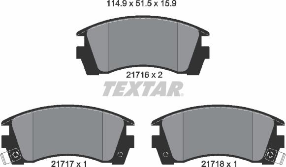 Textar 2171602 - Гальмівні колодки, дискові гальма avtolavka.club