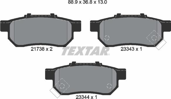 Textar 2173801 - Гальмівні колодки, дискові гальма avtolavka.club