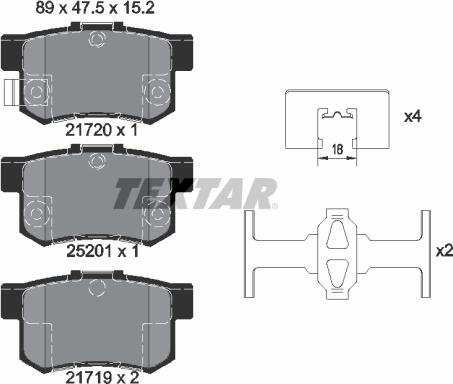 Textar 2172001 - Гальмівні колодки, дискові гальма avtolavka.club