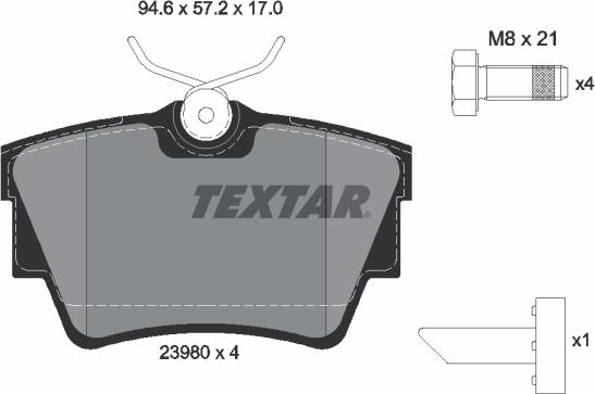 Textar 2398001 - Гальмівні колодки, дискові гальма avtolavka.club