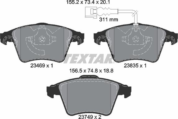 Textar 2346901 - Гальмівні колодки, дискові гальма avtolavka.club