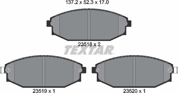 Textar 2351801 - Гальмівні колодки, дискові гальма avtolavka.club