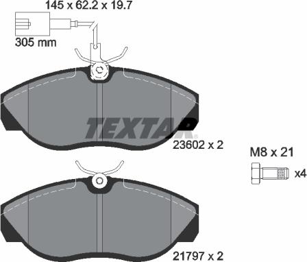 Textar 2360201 - Гальмівні колодки, дискові гальма avtolavka.club