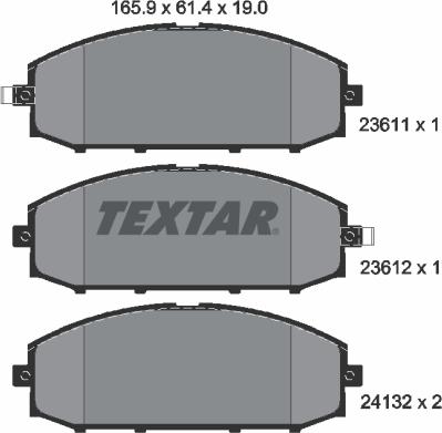 Textar 2361101 - Гальмівні колодки, дискові гальма avtolavka.club