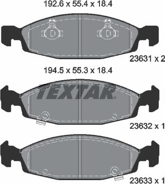 Textar 2363101 - Гальмівні колодки, дискові гальма avtolavka.club